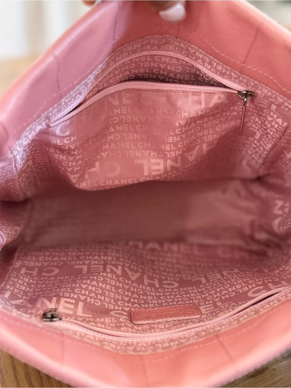 CHANEL Pink Quilted Leather Bag